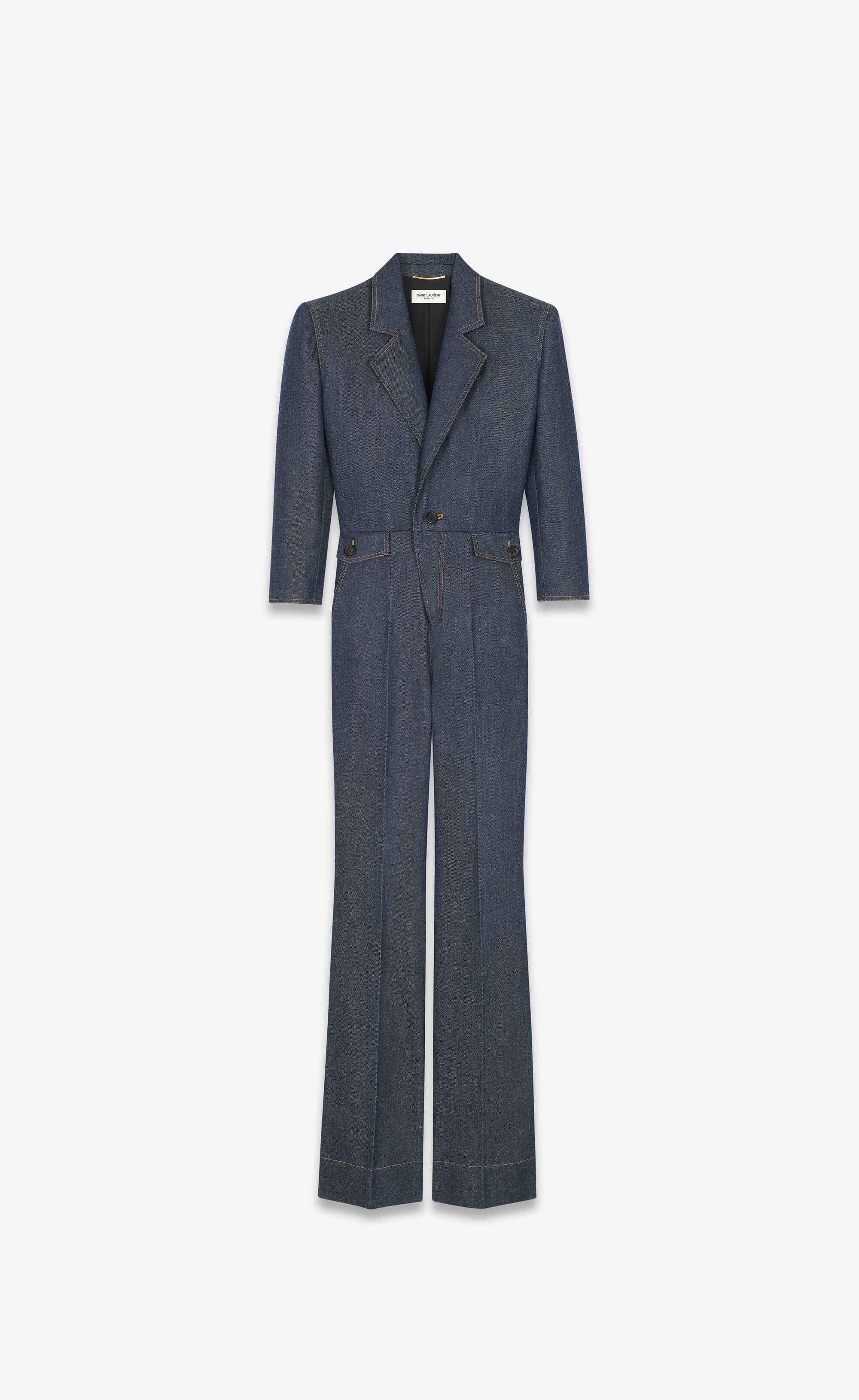 Saint Laurent Paris o1bcso1str0125 Tailored Jumpsuit in Deep Blue Size XS / US 0-2 / IT 36-38 - 1 Thumbnail