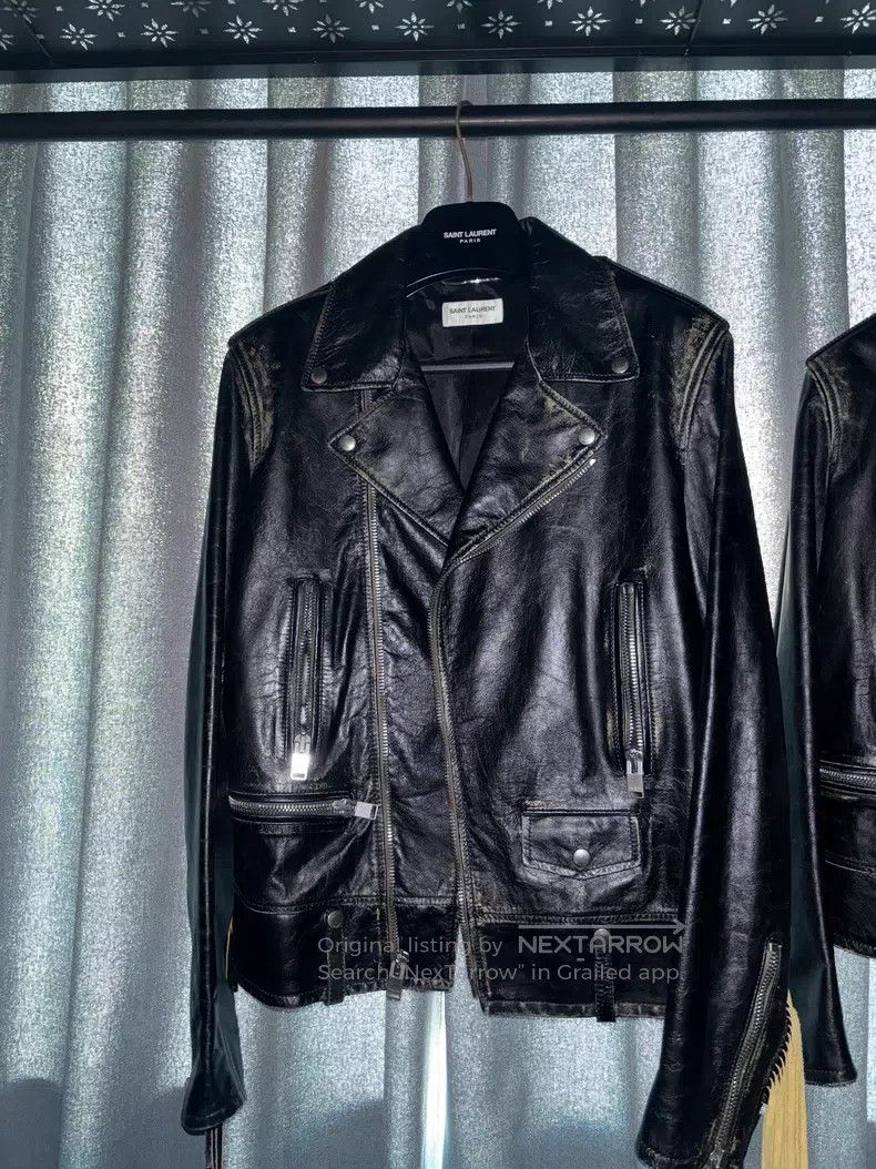 Saint Laurent Paris Saint Laurent Paris Fringed Distressed Leather Jacket Size US S / EU 44-46 / 1 - 3 Thumbnail