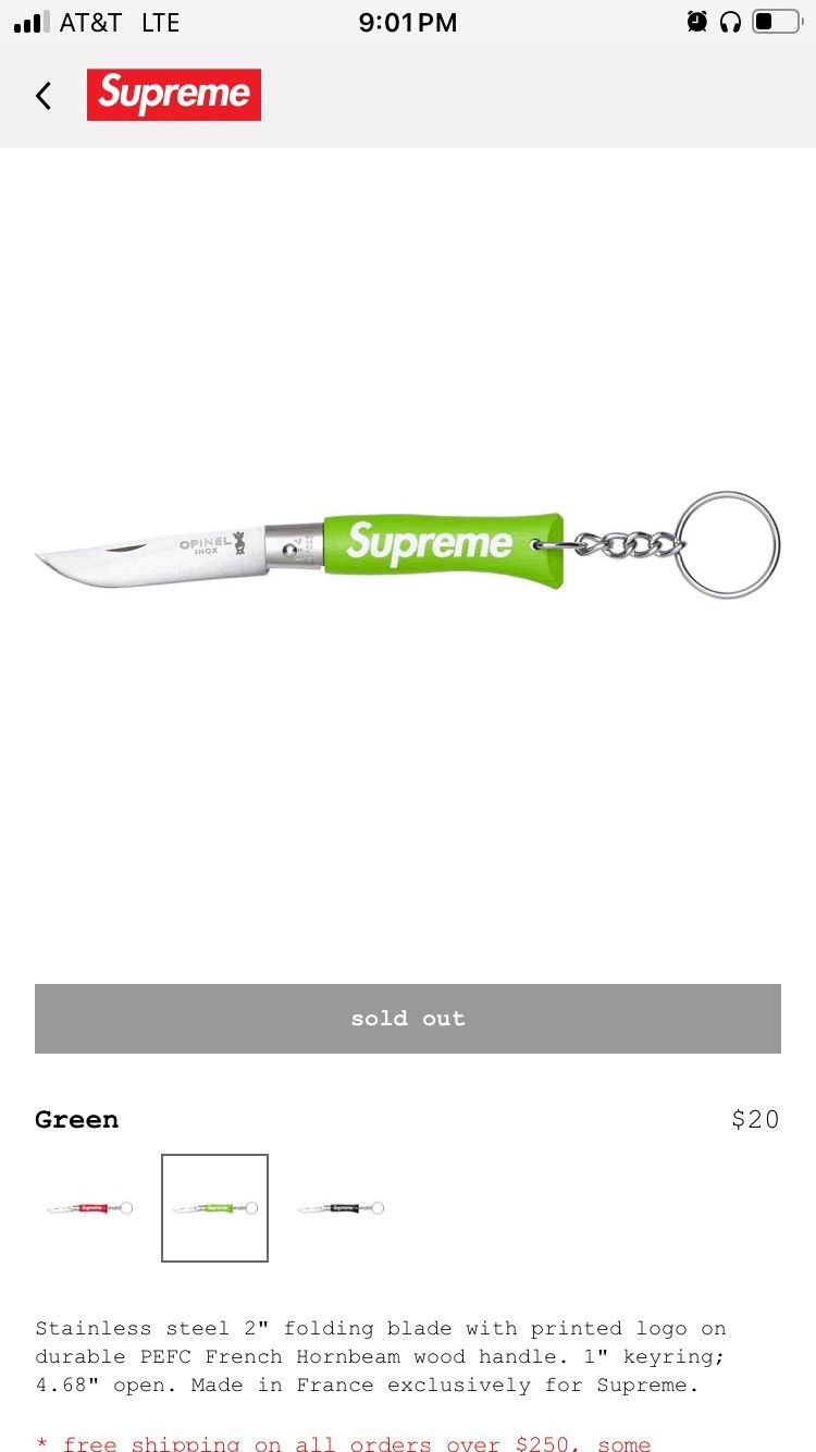 Supreme Supreme@/Opinel@ No. 4 Knife Keychain Size ONE SIZE - 2 Thumbnail