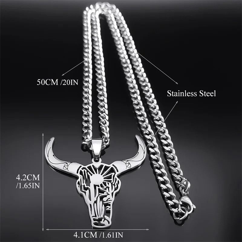 Jewelry Bull Head Pendant Charms Necklace Emblem Talisman Size ONE SIZE - 5 Thumbnail