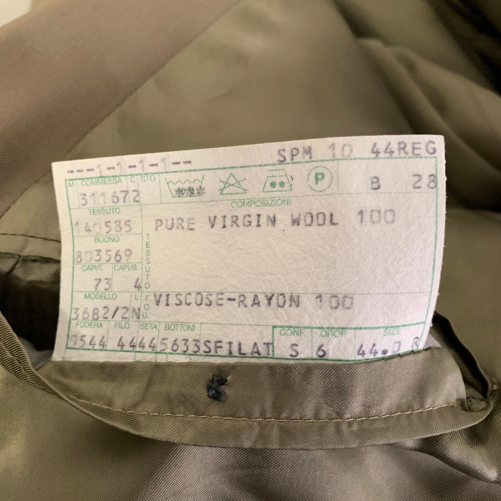 Other MANI Size 44 Khaki Wool Peak Lapel Double Breasted Suit Size 44R - 8 Thumbnail