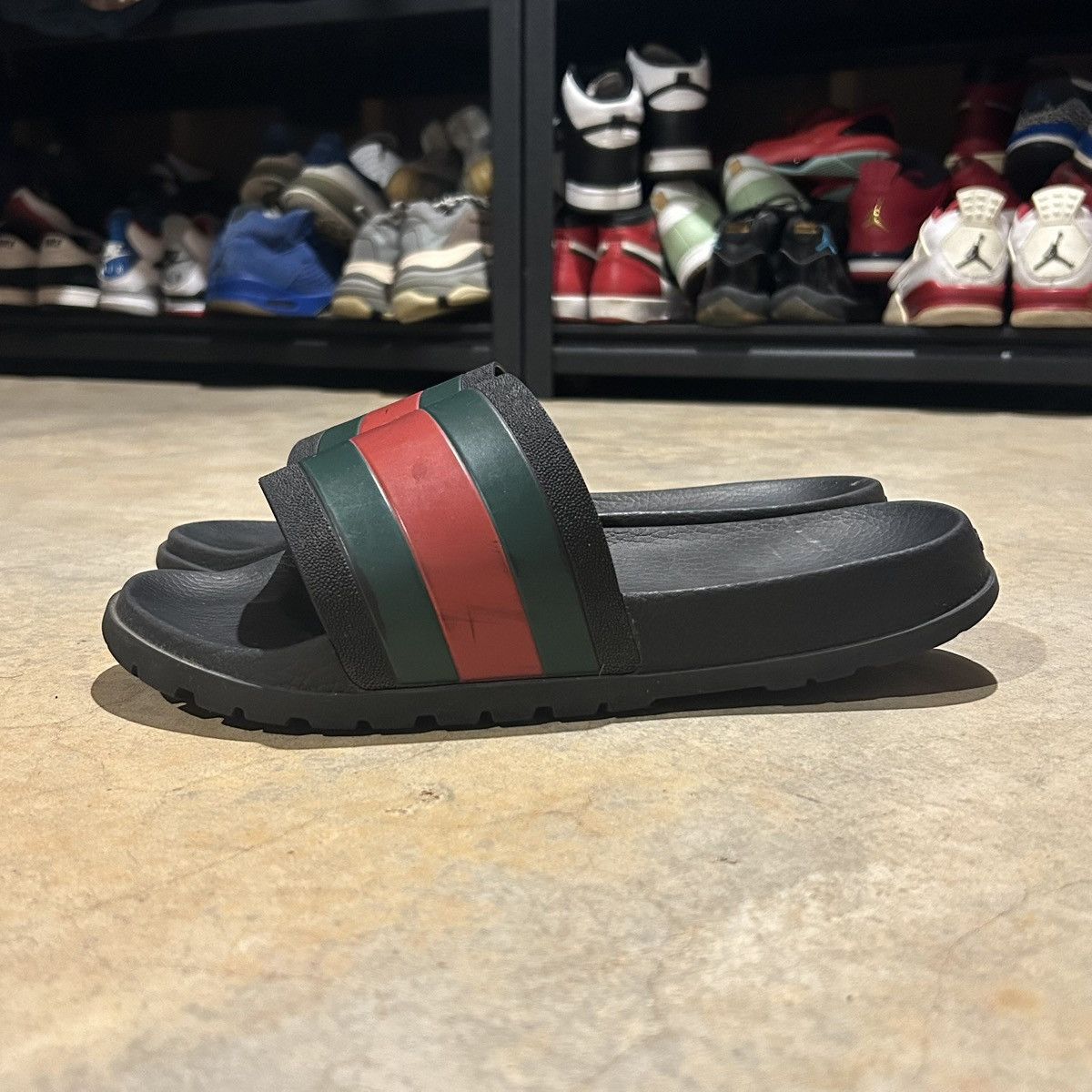 Gucci Web Slide Sandal Black | Grailed