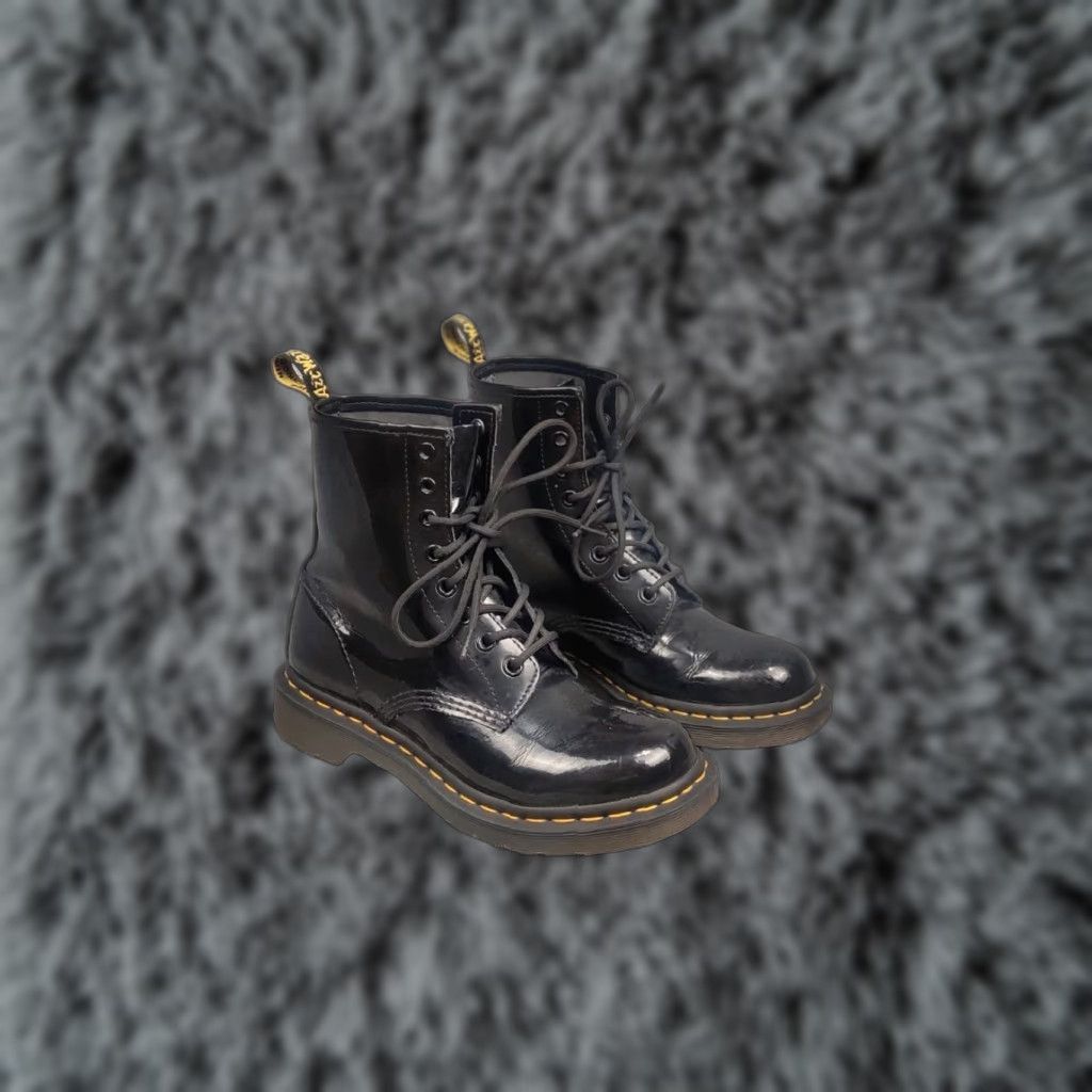 Dr. Martens Dr. Martens 11821 Black Leather Combat Lace Up Boots Women's UK 4 US 6 EU 37 Ankle Patent Patent Black Leather Combat Boots Women Size US 6 / IT 36 - 1 Thumbnail