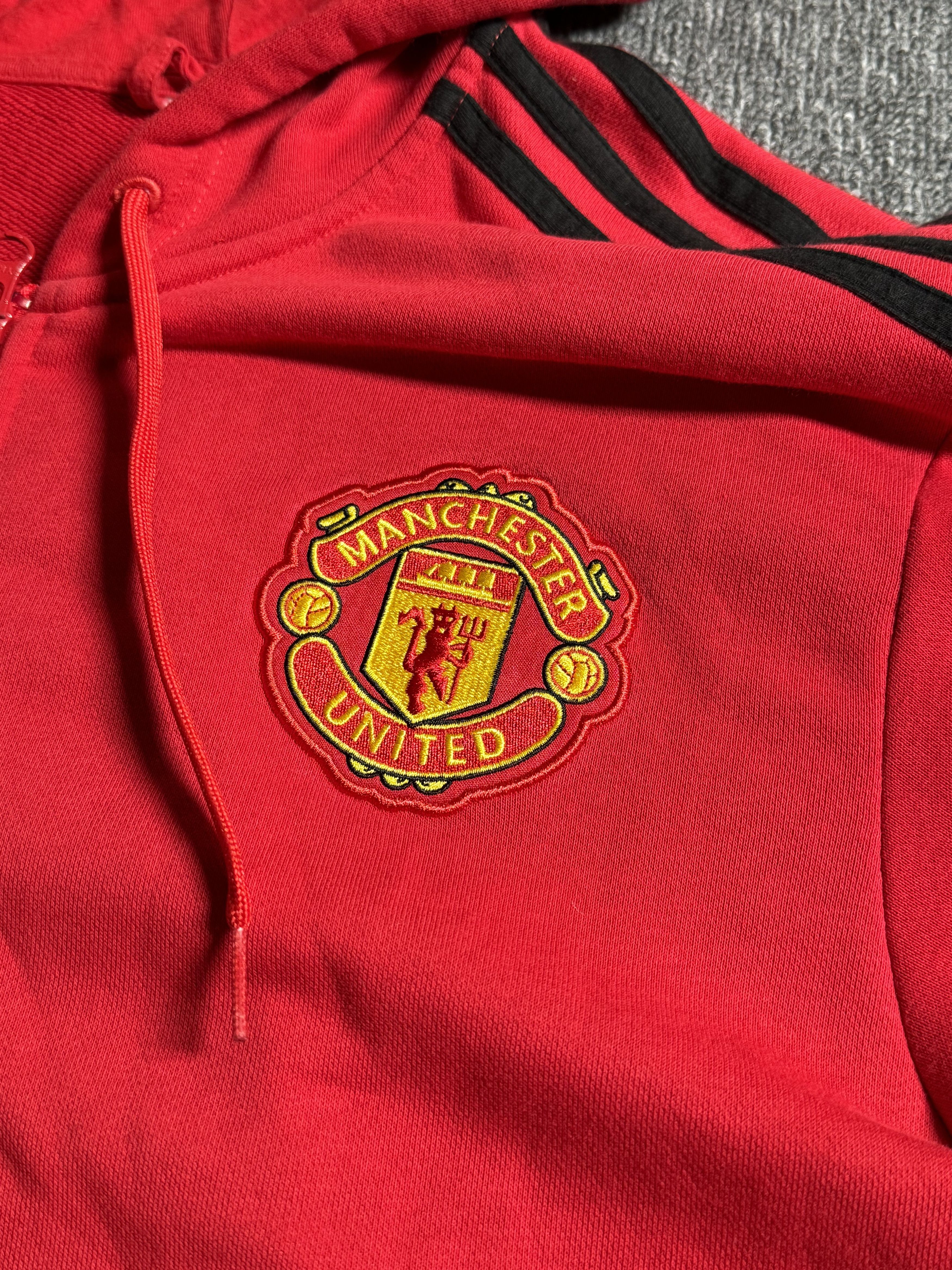 Adidas Adidas Manchester United Hoodie Red Full Zip 3 Stripes Size US L / EU 52-54 / 3 - 5 Thumbnail