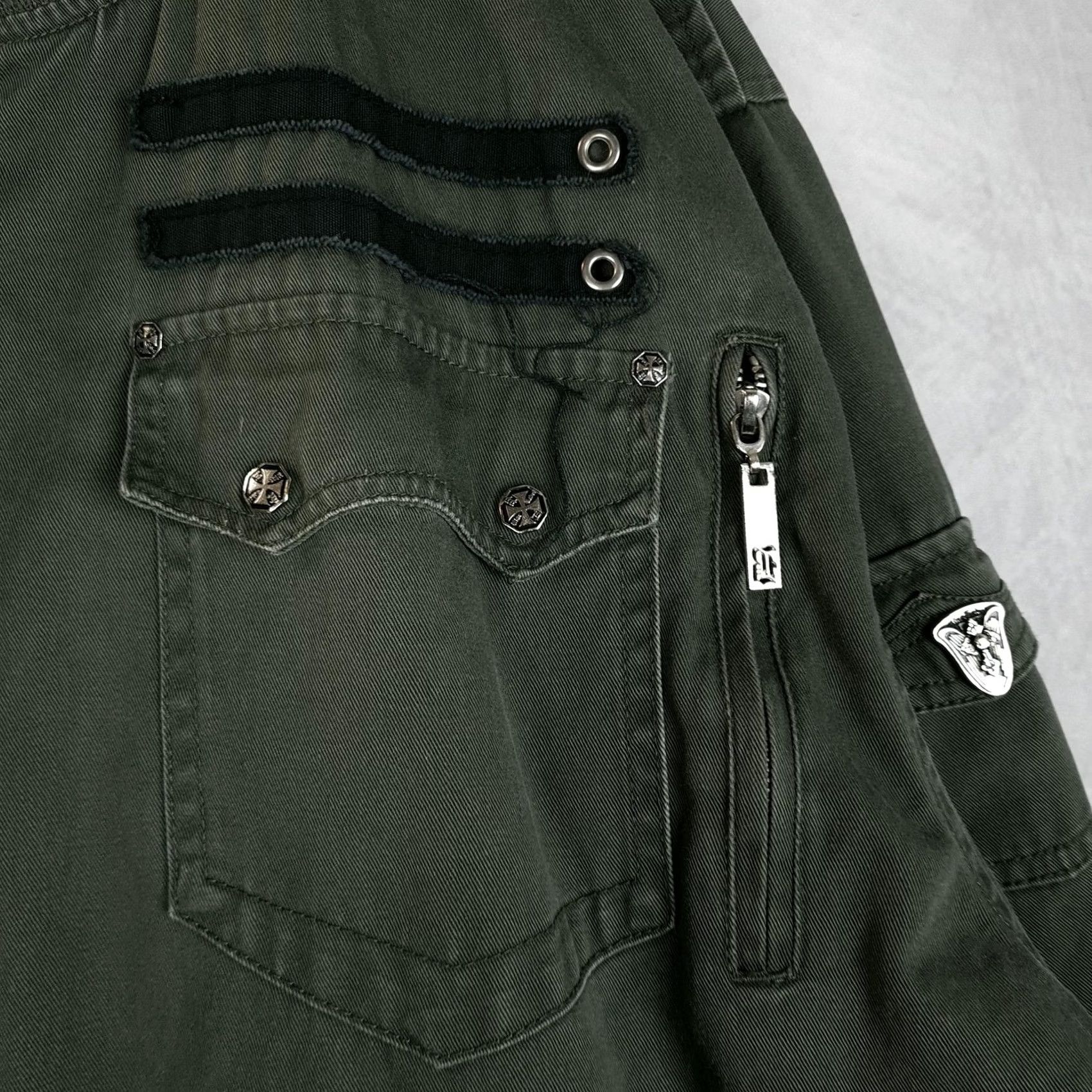 Affliction Blac Label Bomber Jacket Mens 3XL Green Gothic Skull Biker Studded Affliction Size US XXL / EU 58 / 5 - 7 Thumbnail