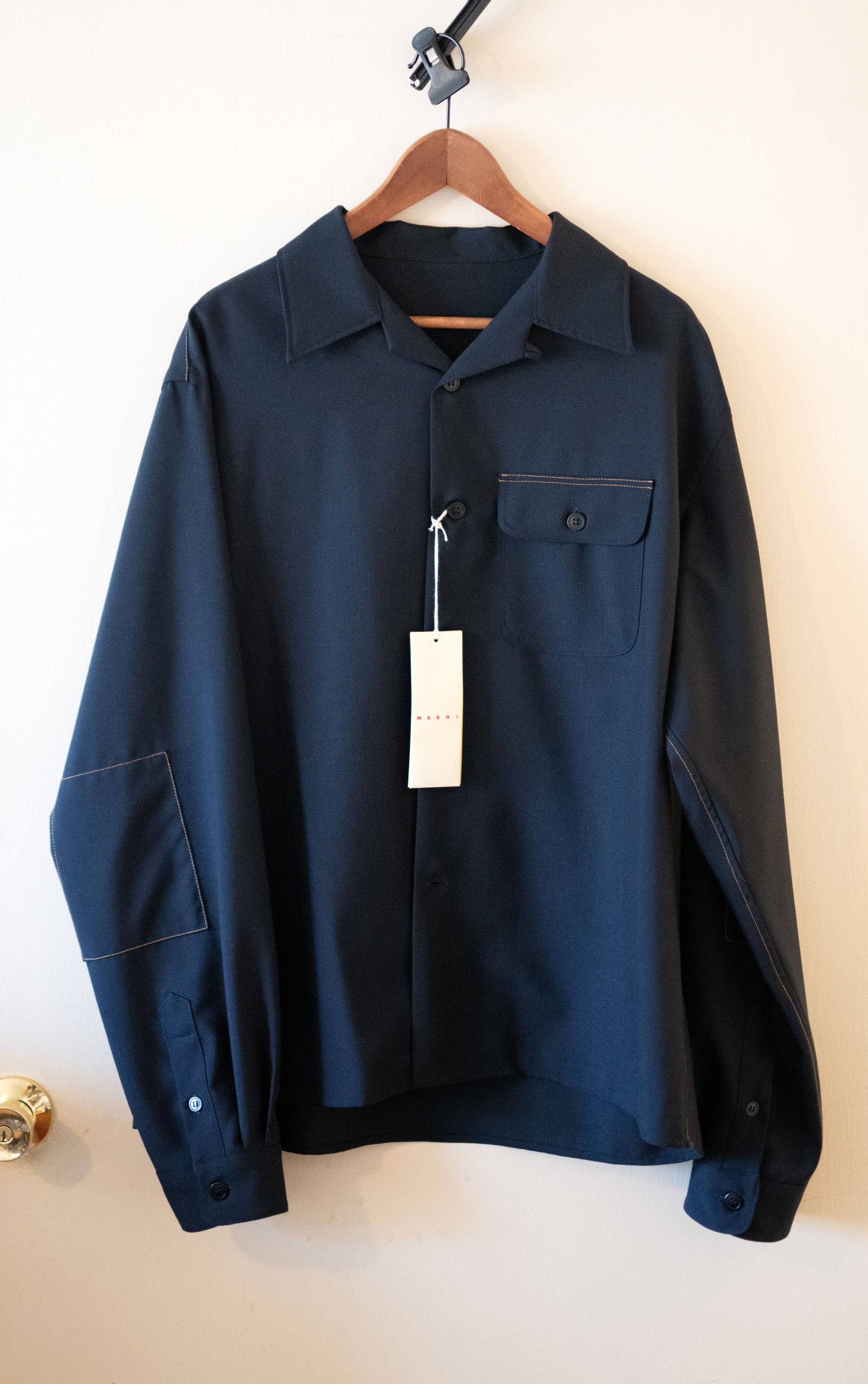Marni $775 Marni Wool Camp Collar Shirt Size 52 Made in Italy Size US L / EU 52-54 / 3 - 1 Thumbnail