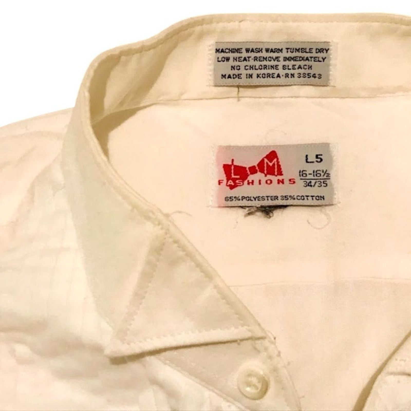 The Unbranded Brand Vintage Lum Fashions Men`s Shirt White Cotton Button Down L Size US L / EU 52-54 / 3 - 4 Thumbnail