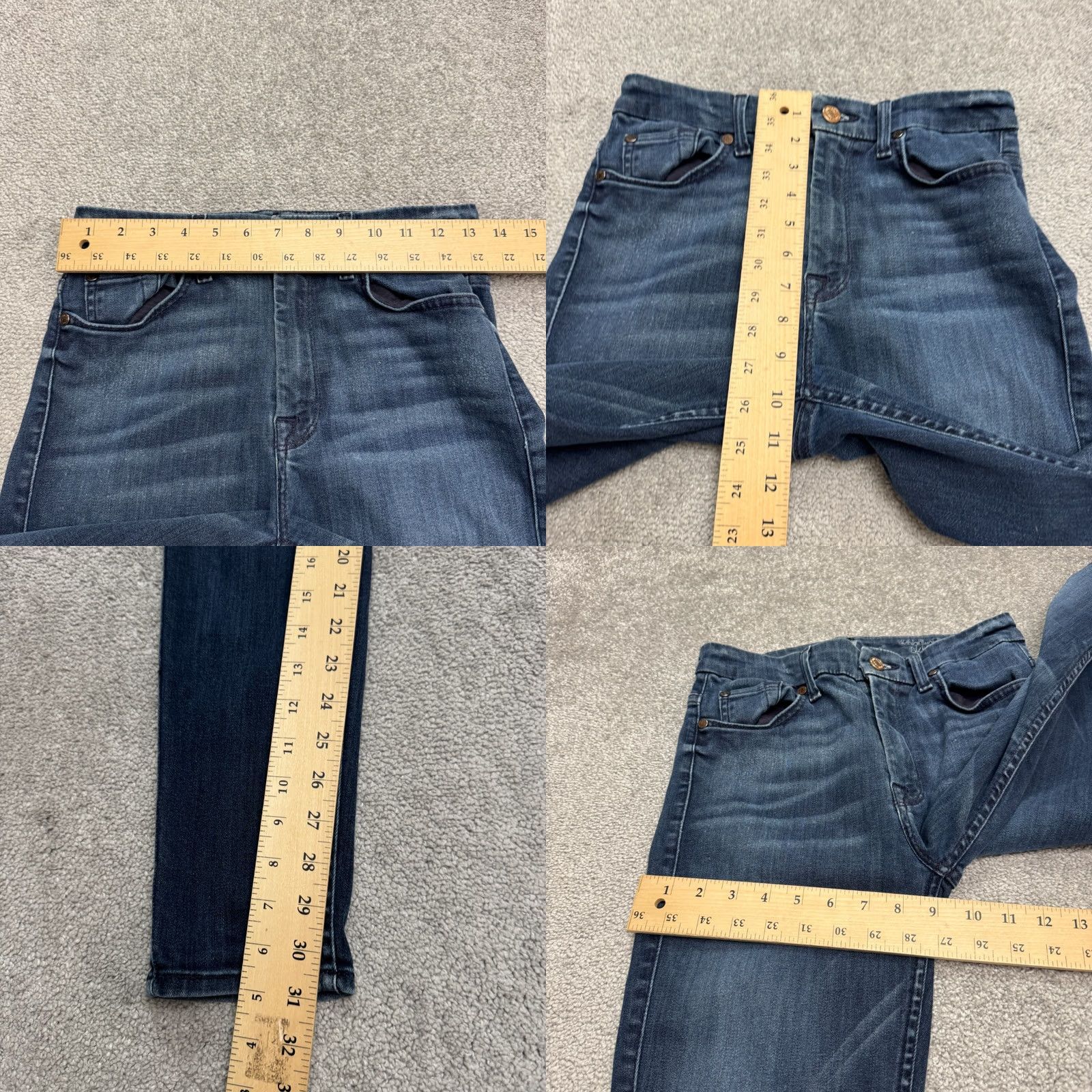 7 For All Mankind 7 For All Mankind The High Waist Skinny Jeans Womens 27 Blue Dark Wash Size 26" / US 2 / IT 38 - 9 Thumbnail