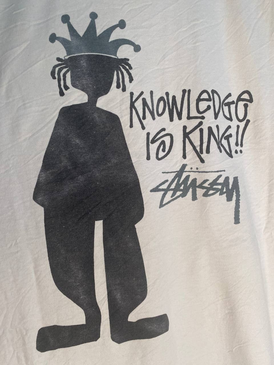 Stussy × Vintage RARE 90s STUSSY KNOWLEDGE IS KING WHITE VINTAGE Size US XL / EU 56 / 4 - 4 Thumbnail