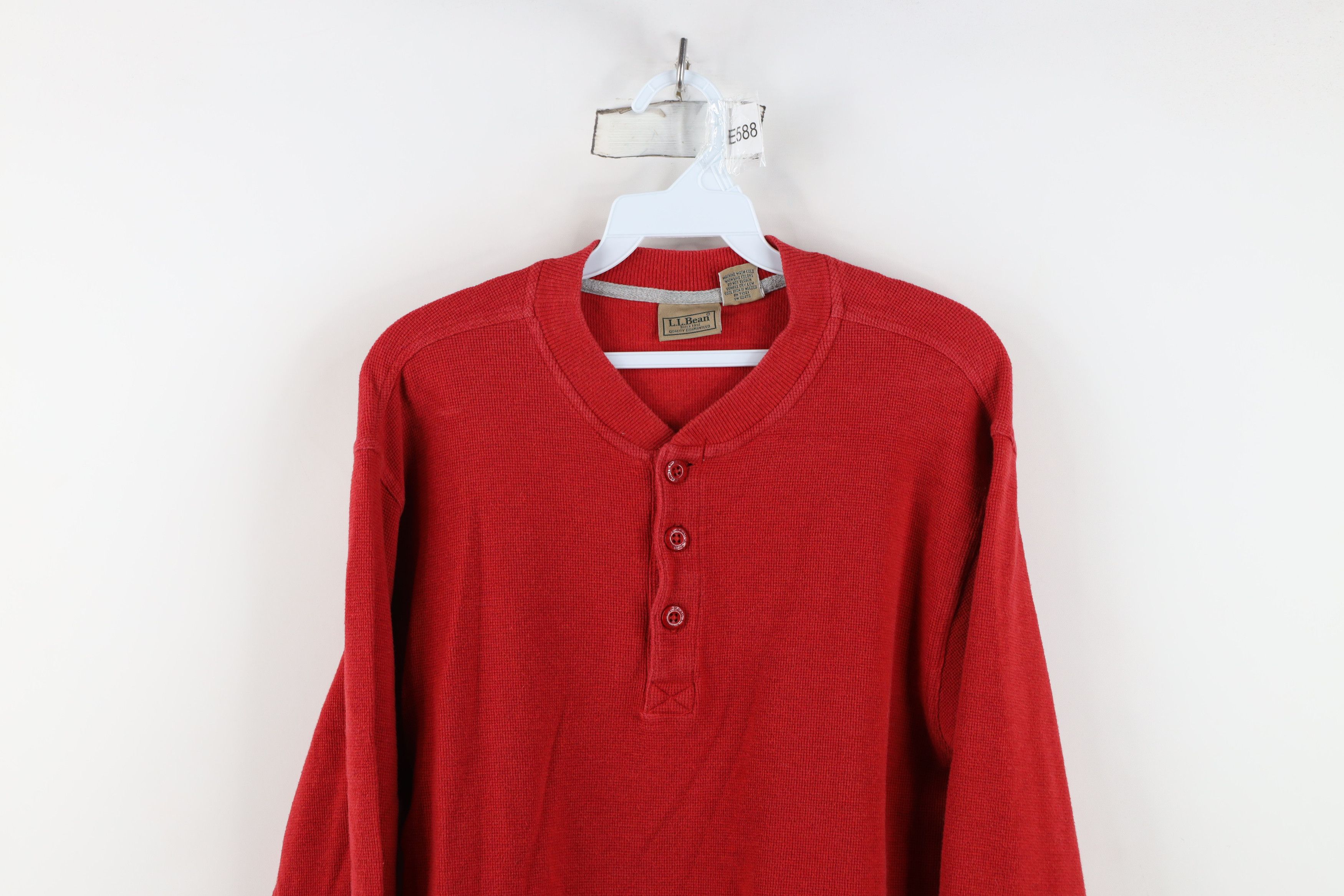 L.L. Bean Vintage LL Bean Waffle Knit Long Sleeve Henley T-Shirt Red Size US S / EU 44-46 / 1 - 2 Thumbnail