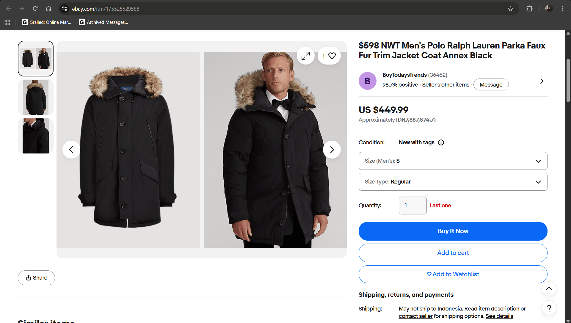 Polo Ralph Lauren Polo Ralph Lauren Parka Faux Fur Puffer Down Jacket Size US L / EU 52-54 / 3 - 19 Thumbnail