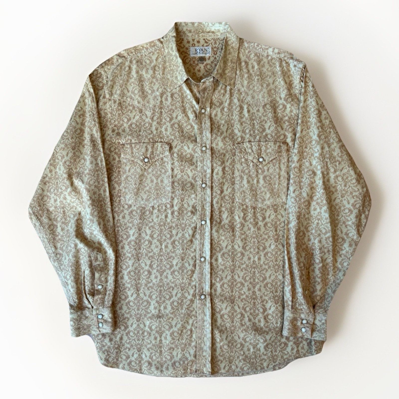 Wrangler Ryan Michael Silk Pearl Snap Shirt XL Yellow Paisley Western Size US XL / EU 56 / 4 - 1 Thumbnail
