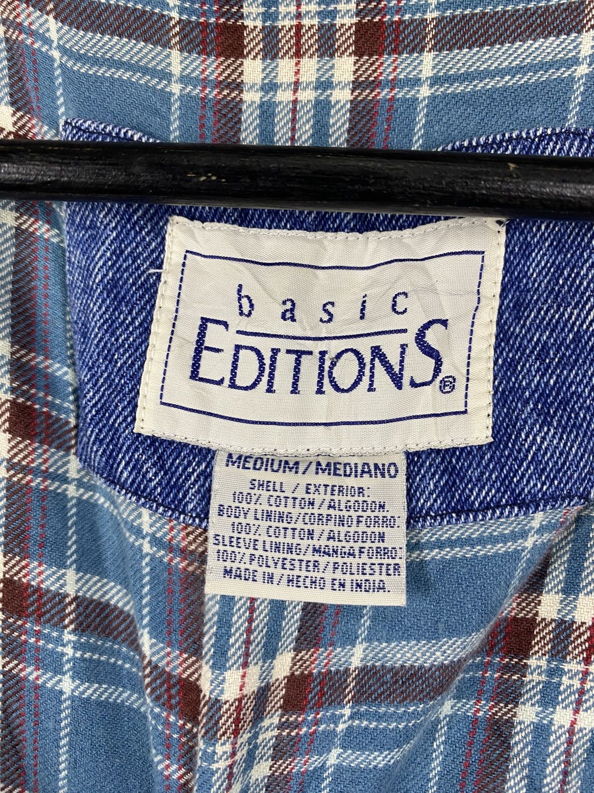 Basic Editions Vintage Basic Editions Denim Jacket Plaid Corduroy Collar Size US M / EU 48-50 / 2 - 9 Thumbnail