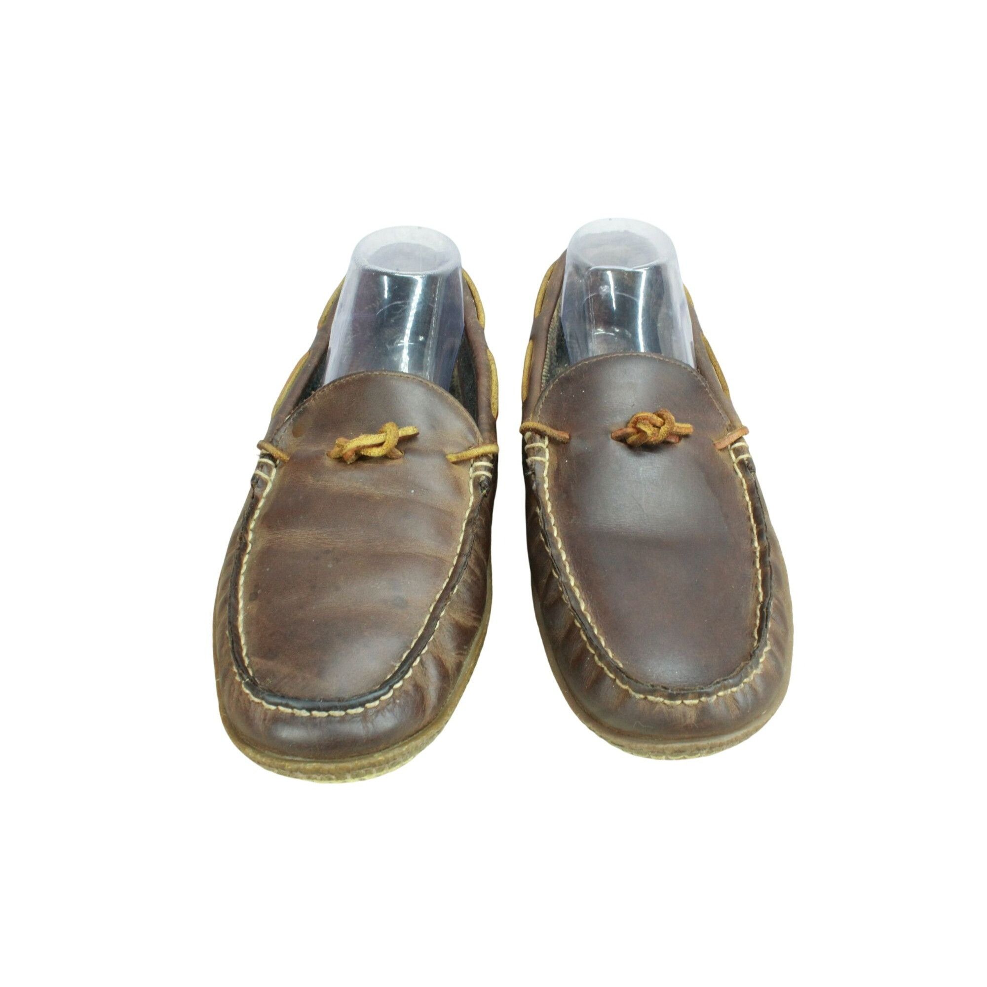 L.L. Bean LL Bean Brown Leather Flannel Lined Handsewn Slippers Size US 10 / EU 43 - 4 Thumbnail