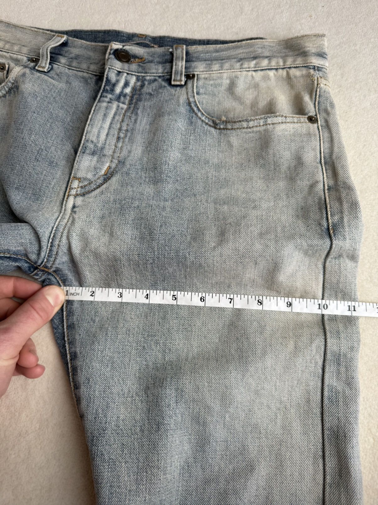 SS16 Saint Laurent selvedge knee rip jeans Hedi 31 crash