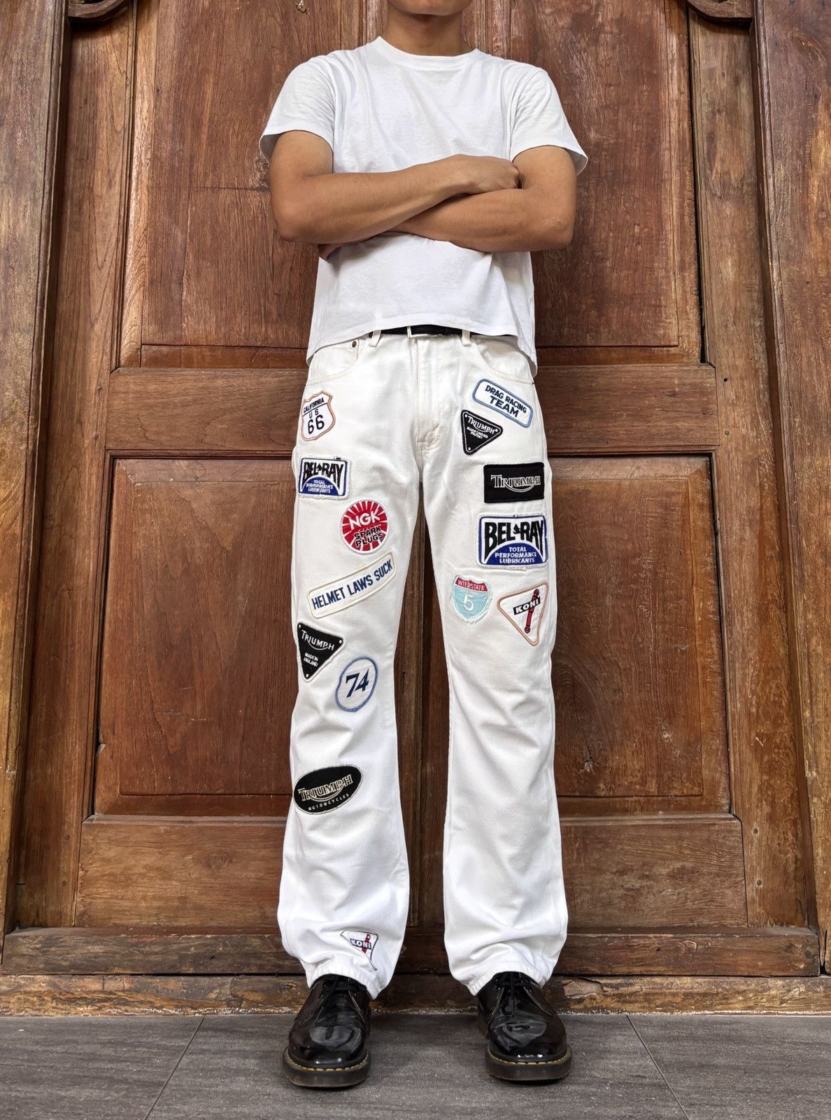 Junya Watanabe FREE TAX! 2002 Biker Patched Denim Jeans - 32” Size US 32 / EU 48 - 1 Thumbnail