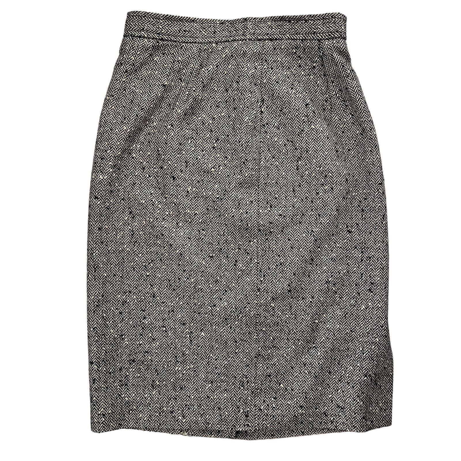 Emanuel Ungaro × Vintage Emanuel Ungaro Solo Donna Metallic Tweed Wool Pencil Skirt Size 28" / US 6 / IT 42 - 2 Thumbnail