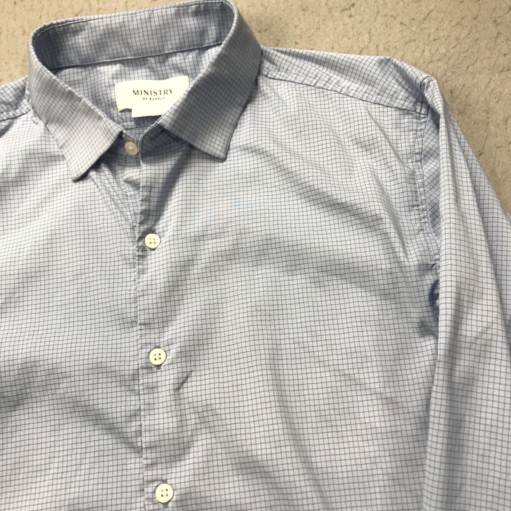 Vintage MINISTRY OF SUPPLY Shirt Mens Large Blue Check Preppy Work Casual Button Collar Size US L / EU 52-54 / 3 - 3 Thumbnail