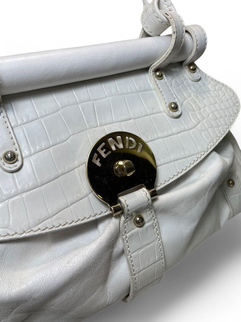 Fendi Fendi - Selleria White Leather Handbag Shoulder Bag Charm Size ONE SIZE - 8 Thumbnail