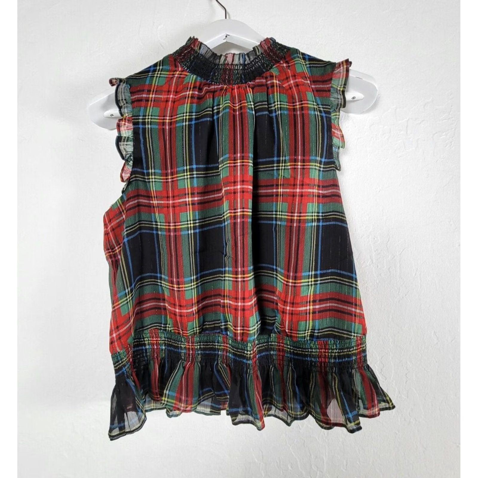 J.Crew J.CREW Sleeveless Mock Neck Top in Multicolor Gilded Stewart Tartan Womens 12P New AG884 Size XL / US 12-14 / IT 48-50 - 2 Thumbnail