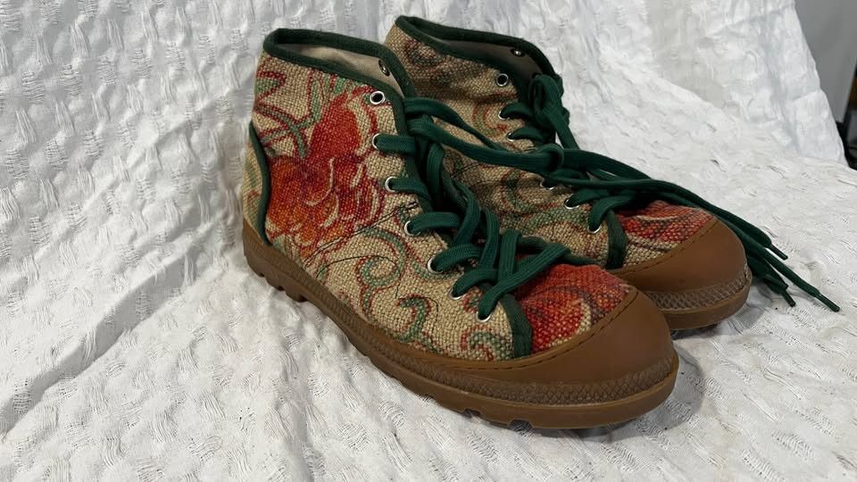 Vivienne Westwood Vivienne Westwood Beige Woven Floral Simian Sneakers Size US 10 / EU 43 - 2 Thumbnail