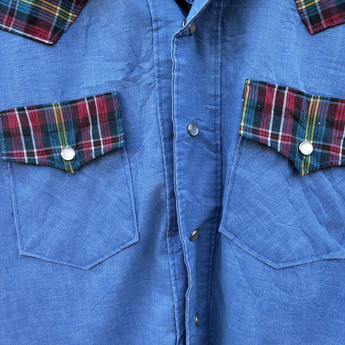 Other Vintage Unknow Brand Chambray Plaid Yoke Western Shirt Size US M / EU 48-50 / 2 - 5 Thumbnail