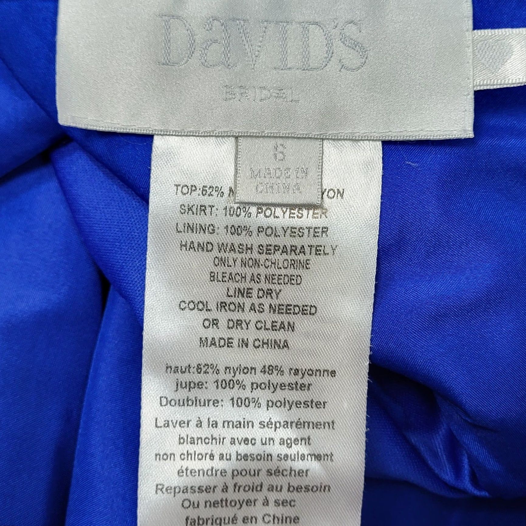 Vintage David's Bridal Cocktail Dress Womens Size 6 Lace Chiffon V-Neck Royal Blue Dress Size M / US 6-8 / IT 42-44 - 6 Thumbnail