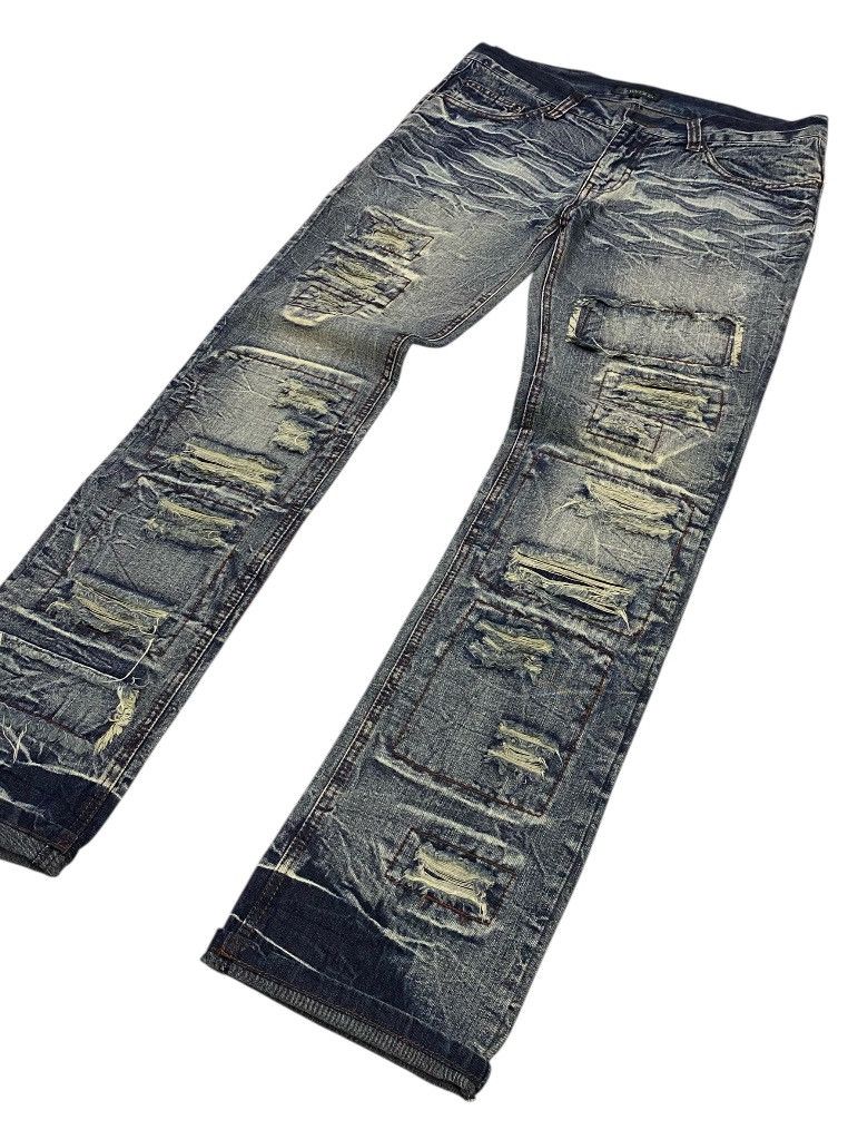 If Six Was Nine × Japanese Brand × LOWBOX LowBox Ripped Distressed Denim Punk Rock Undercover Inspired Size US 32 / EU 48 - 22 Thumbnail