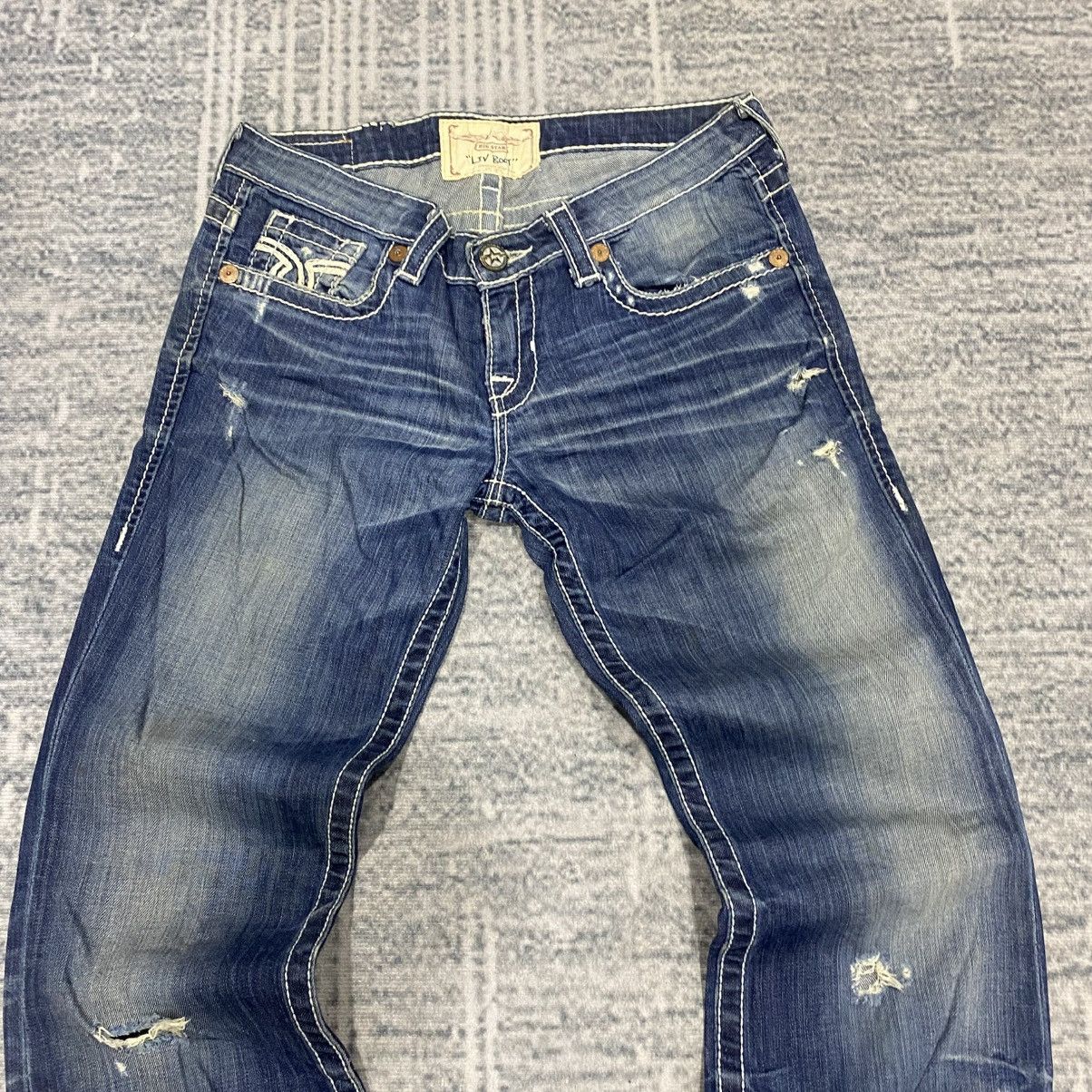 Japanese Brand Flare🔥 Big Star Washed Blue Jeans Punk 90s Cowboy Size US 32 / EU 48 - 6 Thumbnail