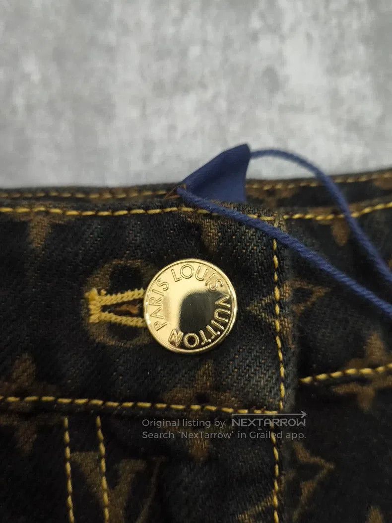 Louis Vuitton Louis Vuitton 25 New Black and Gold Laohua Wide Leg Jeans Size 33" - 4 Thumbnail