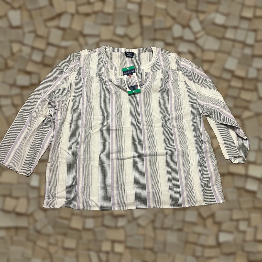 Splendid Splendid Shirt Women's XL Gray White Striped V-neck NWT Size XL / US 12-14 / IT 48-50 - 1 Thumbnail