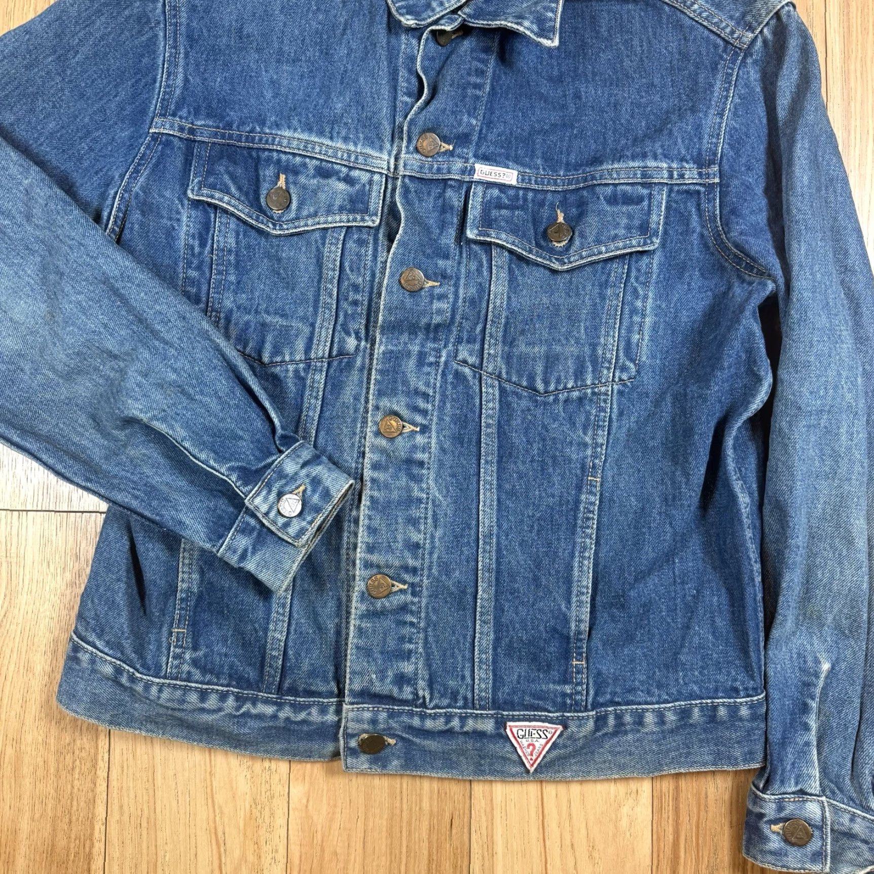 Guess VINTAGE Guess Denim Jacket Mens M Blue Cotton Denim Biker 80s USA Made Shirt/Coat Mens Size US M / EU 48-50 / 2 - 2 Thumbnail