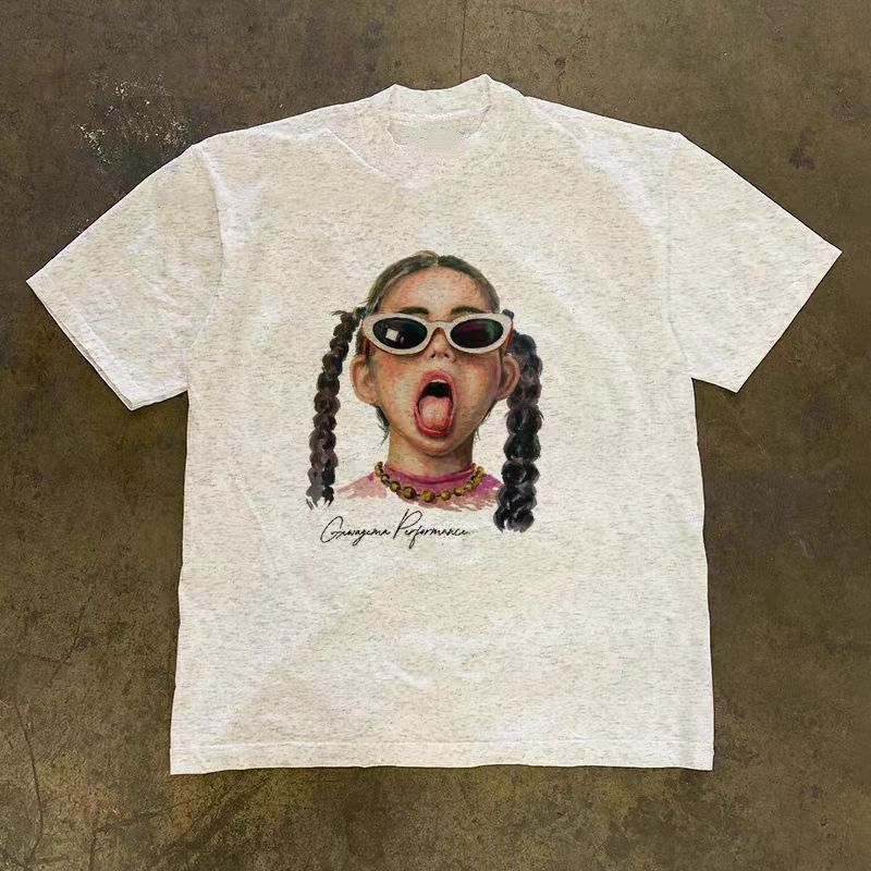 Vintage Gray retro hip-hop trendy girl print t-shirt Size US M / EU 48-50 / 2 - 1 Thumbnail