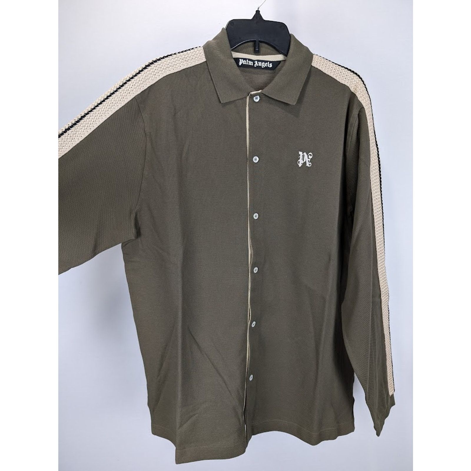 Palm Angels o1rshd1 PA Monogram Piquet Track Shirt in Brown Size US XS / EU 42 / 0 - 9 Thumbnail