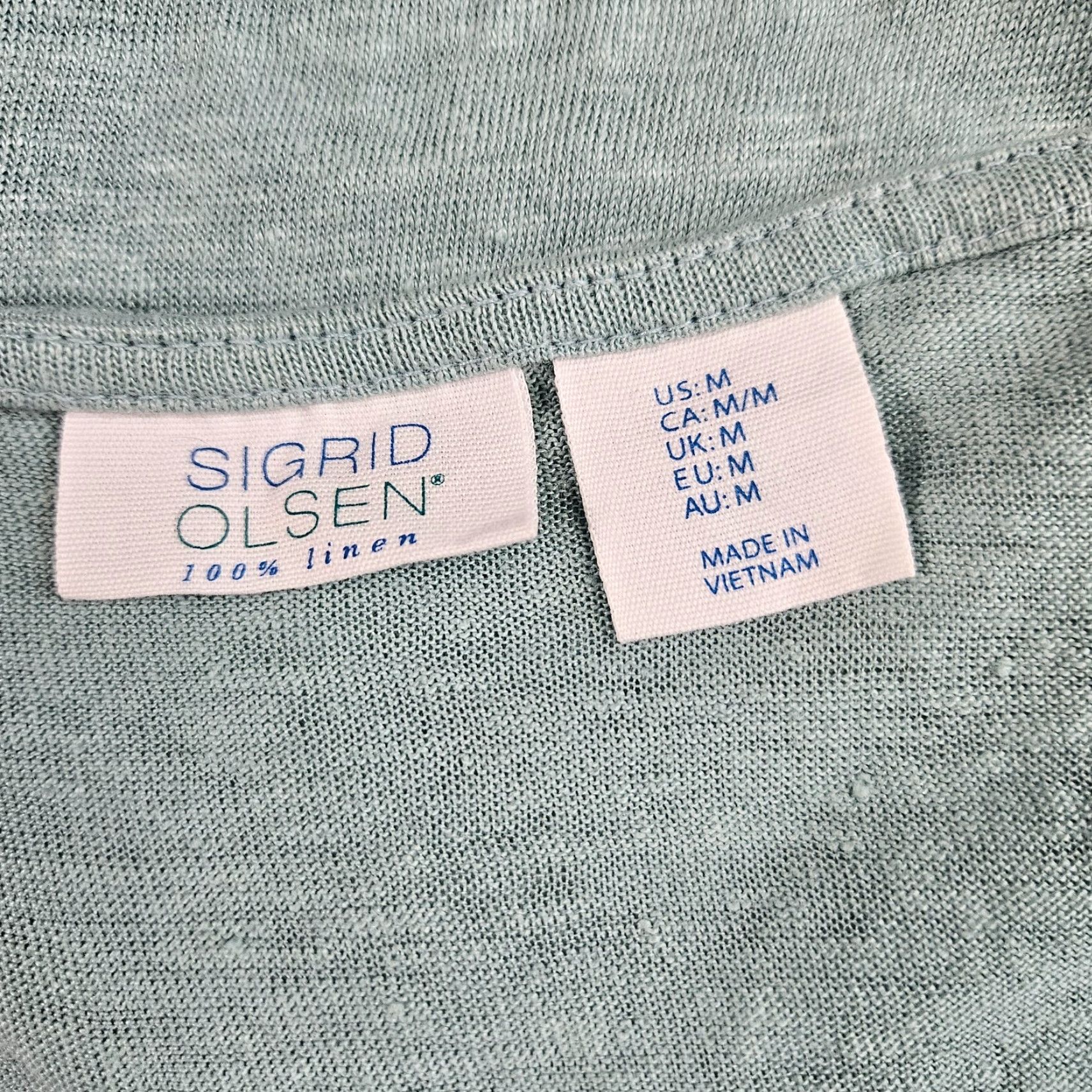 Vintage Sigrid Olsen Womens Linen Top Sz Medium Solid Green Short Sleeve Shirt M Green Basic Womens Size M / US 6-8 / IT 42-44 - 5 Thumbnail