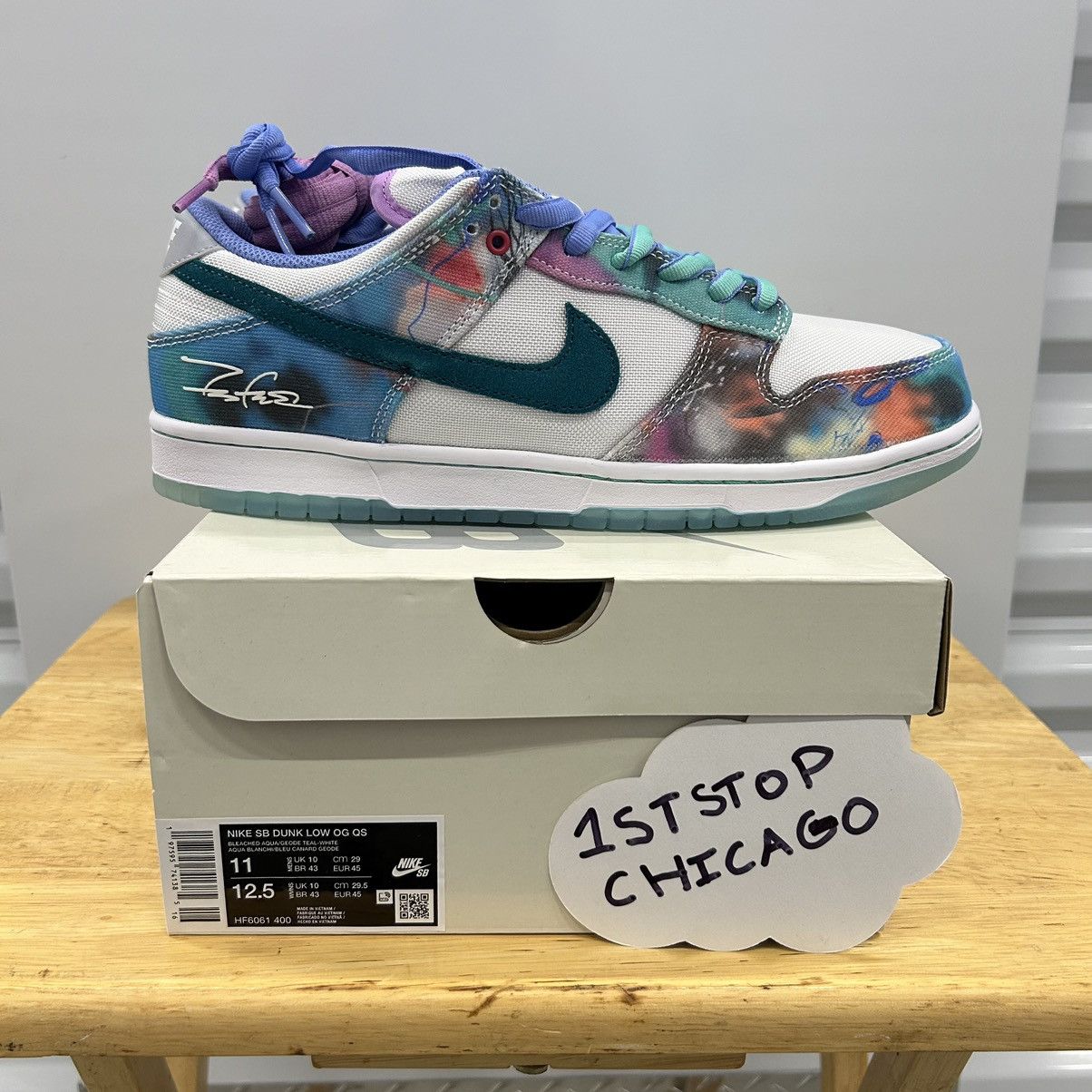 Nike SB Dunk Low Futura Laboratories Size 11 Aqua NEW