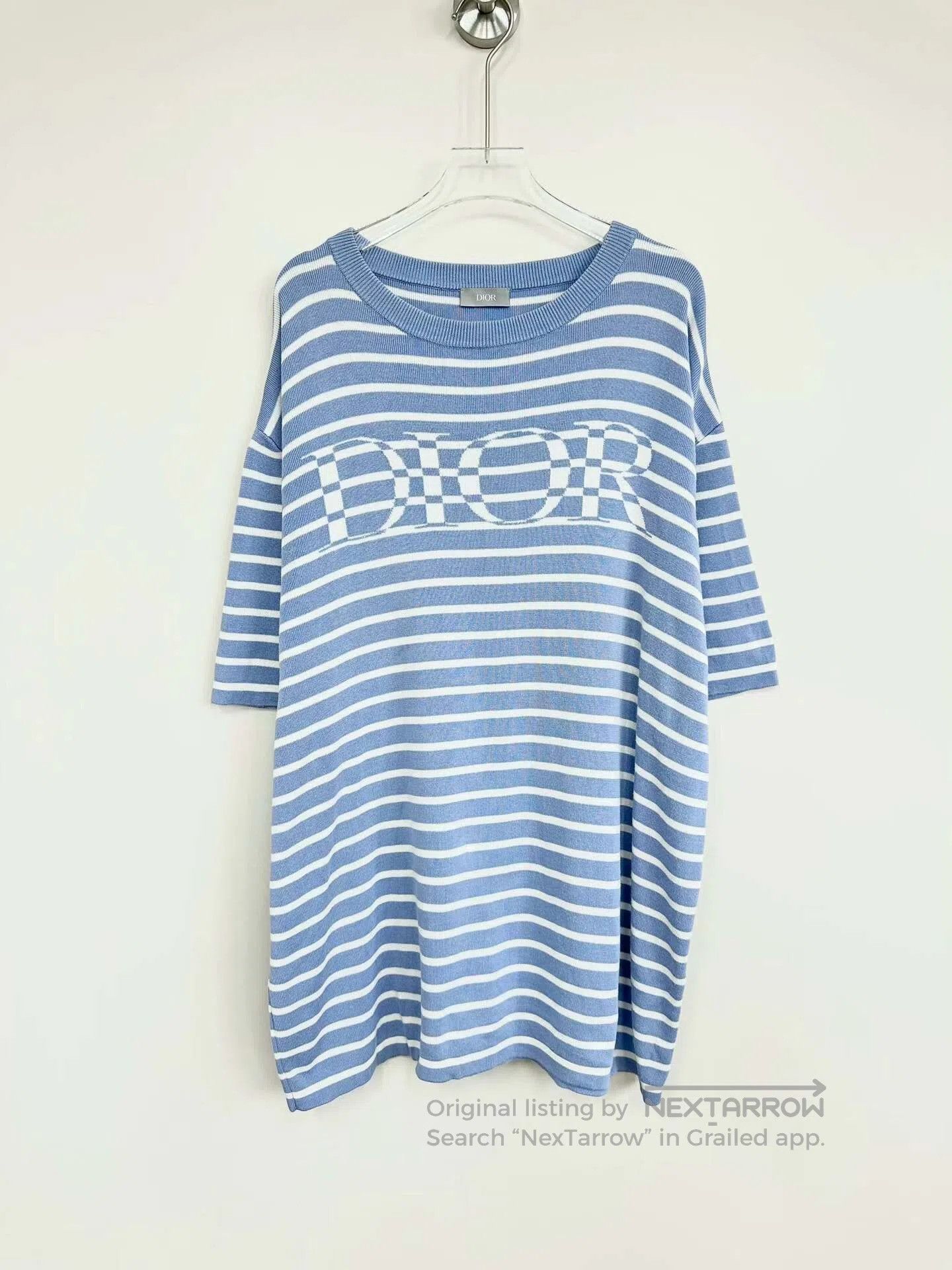 Dior Dior Blue stripe letter logo knitted short sleeve| Size US L / EU 52-54 / 3 - 1 Thumbnail