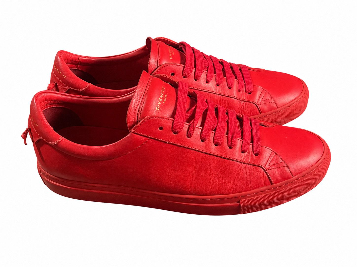 Givenchy Givenchy Paris Red Leather Low Top Sneakers EU43 Men's Shoes Size US 10 / EU 43 - 5 Thumbnail