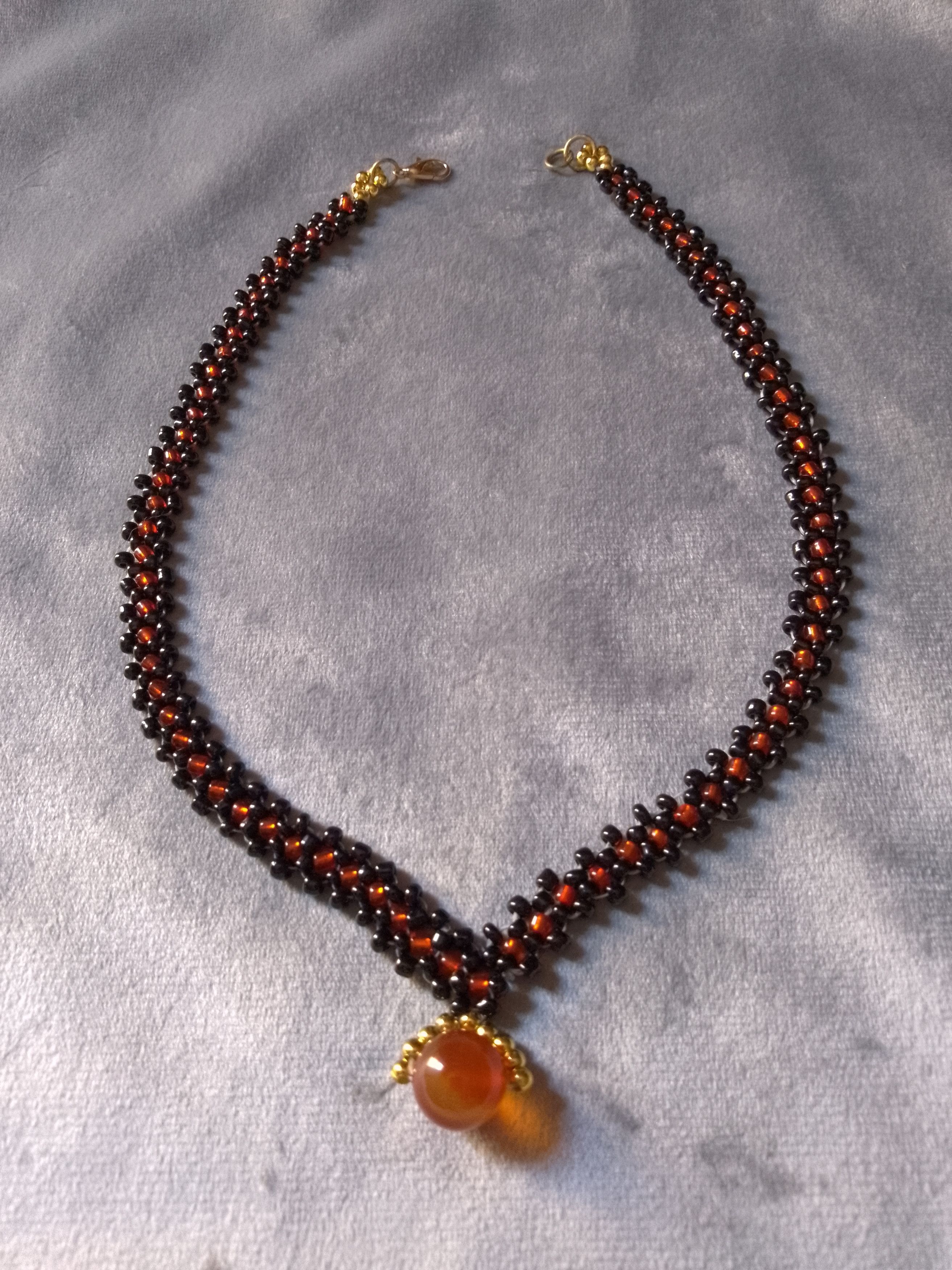 Handmade Necklace Red Black Red Carnelian Gemstone Goth Chakra Charm Size ONE SIZE - 9 Thumbnail