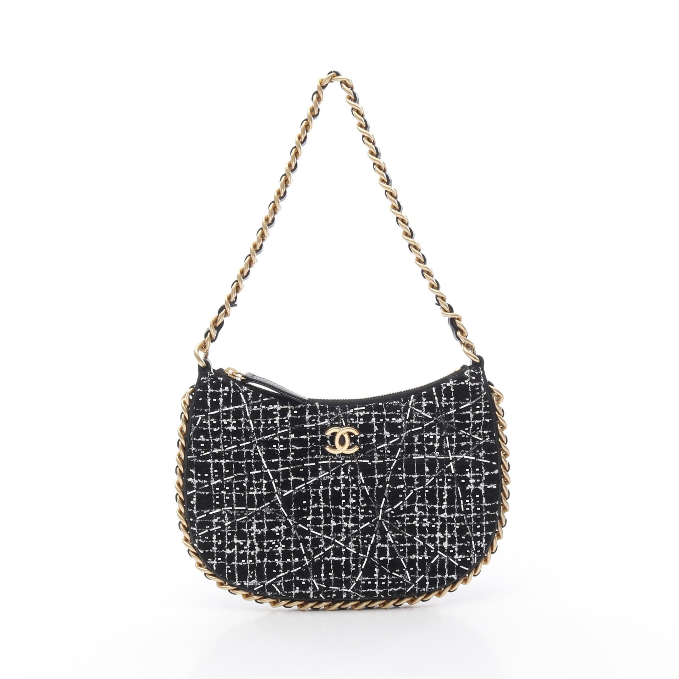 Chanel Chanel Chain Shoulder Bag Rame Tweed Black White Silver Gold Hardware Size ONE SIZE - 1 Thumbnail