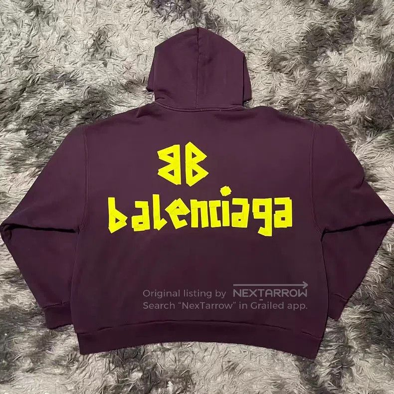 Balenciaga Balenciaga Burgundy Faded Tape Sweatshirt Size US S / EU 44-46 / 1 - 2 Thumbnail