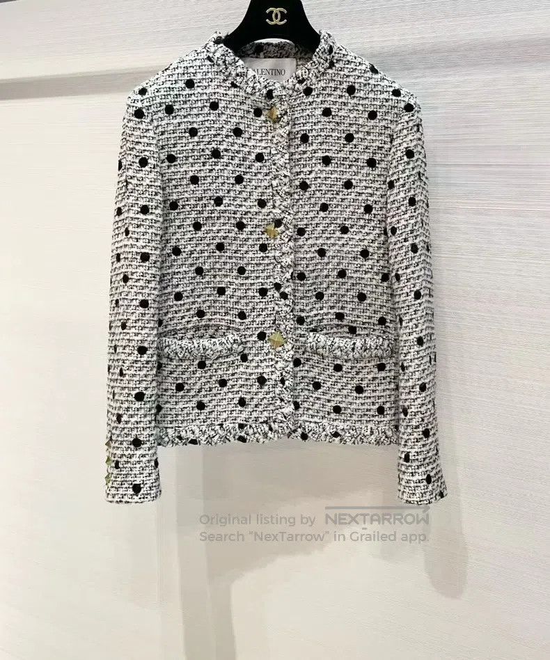 Valentino Valentino Polka-dot tweed gold buckle jacket Size S / US 4 / IT 40 - 1 Thumbnail