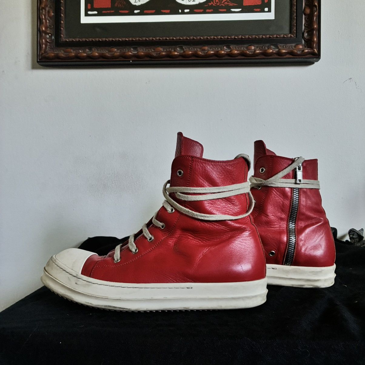 Rick Owens Rick Owens Chili Red / Milk High Top Ramones | Grailed