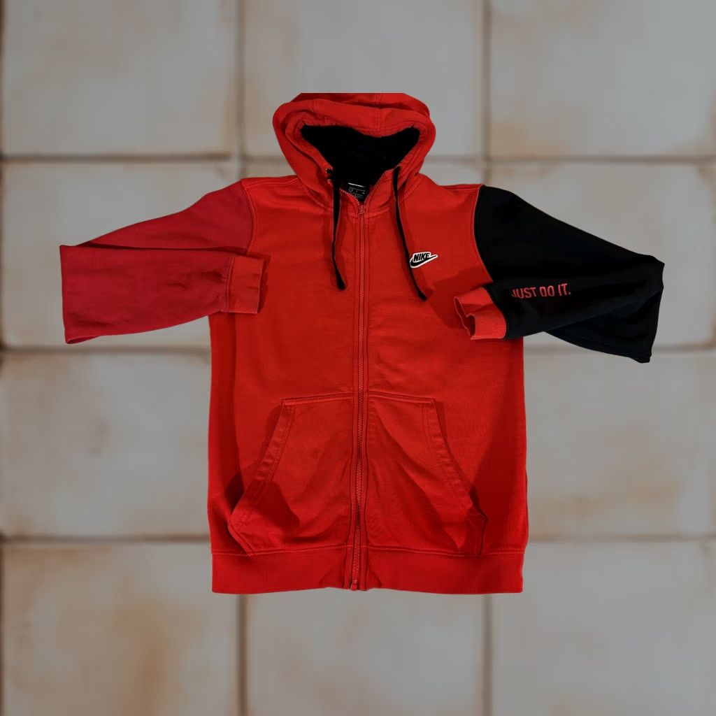 Nike Nike Jacket Hoodie Mens Small Fleece Full Zip Red Colorblock Sportswear Sweatshirt Capable for Gym & Training Mens Size US S / EU 44-46 / 1 - 1 Thumbnail
