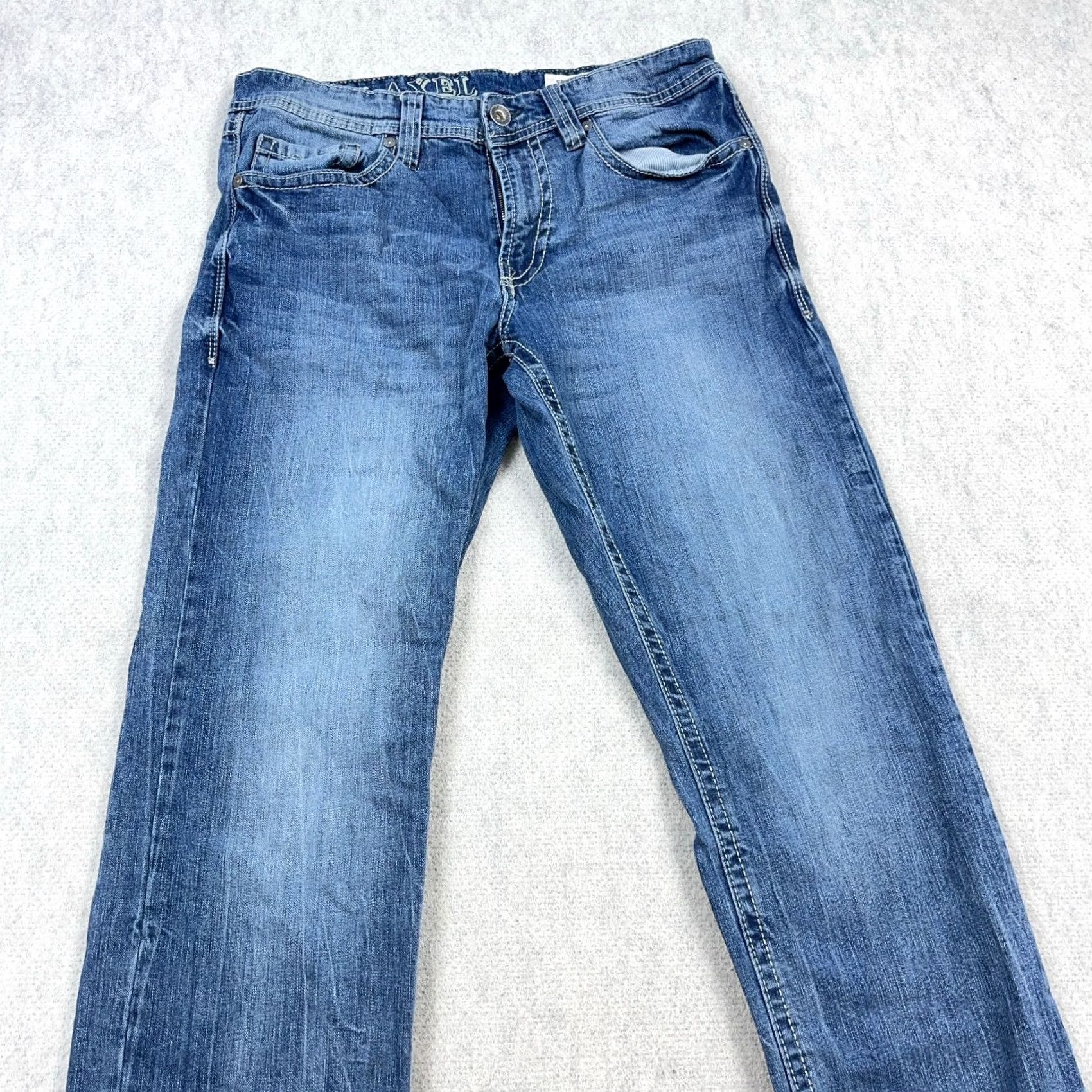Denime AXEL Jeans Men 32x32 Slim Bootcut Medium Wash Denim Pants 5-Pocket Faded Blue Size US 32 / EU 48 - 5 Thumbnail