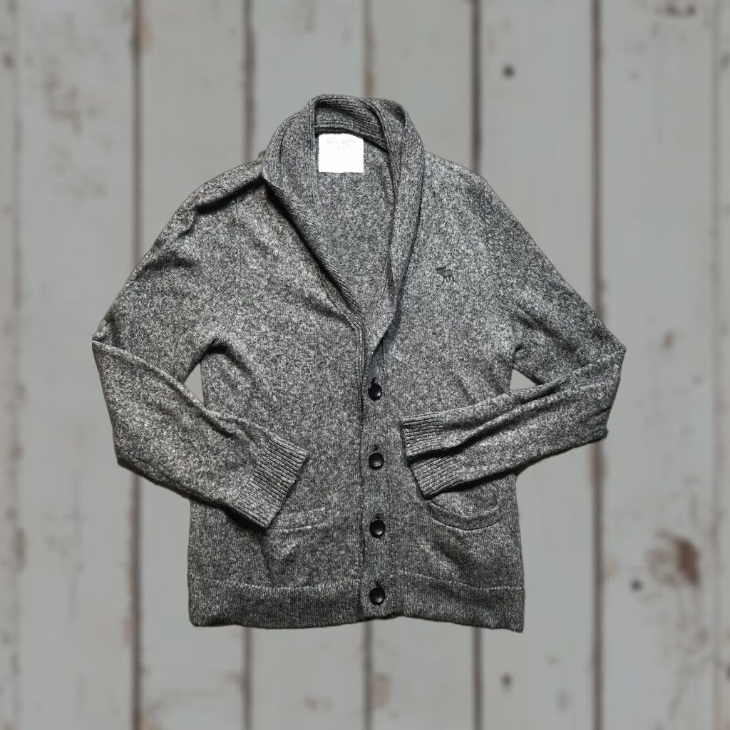 Abercrombie & Fitch Abercrombie & Fitch Cardigan Sweater Mens L Gray Waffle-Knit Pockets Preppy V-Neck Casual Knit Seasonal Comfort Regular Size US L / EU 52-54 / 3 - 1 Thumbnail