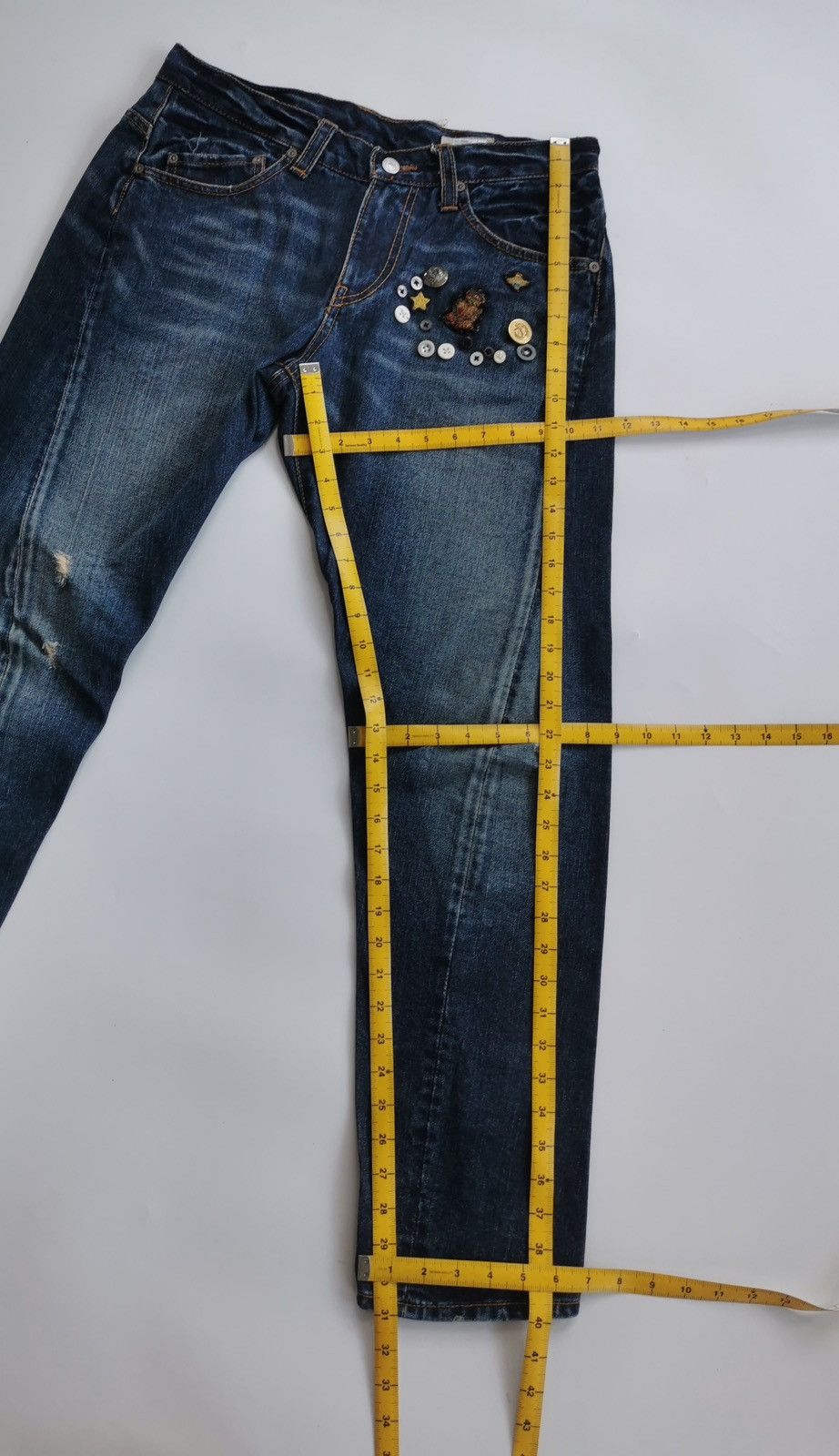 Japanese Brand Double Name Japan Twist Leg Buttons Tapered Jeans Size US 32 / EU 48 - 10 Thumbnail