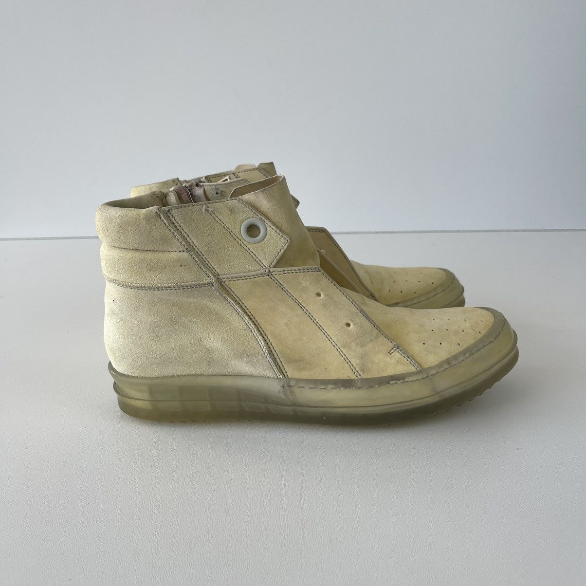 Rick Owens Rick Owens Island Dunk Distressed Hi-Top Zip Sneakers Milk Size US 6 / EU 39 - 4 Thumbnail