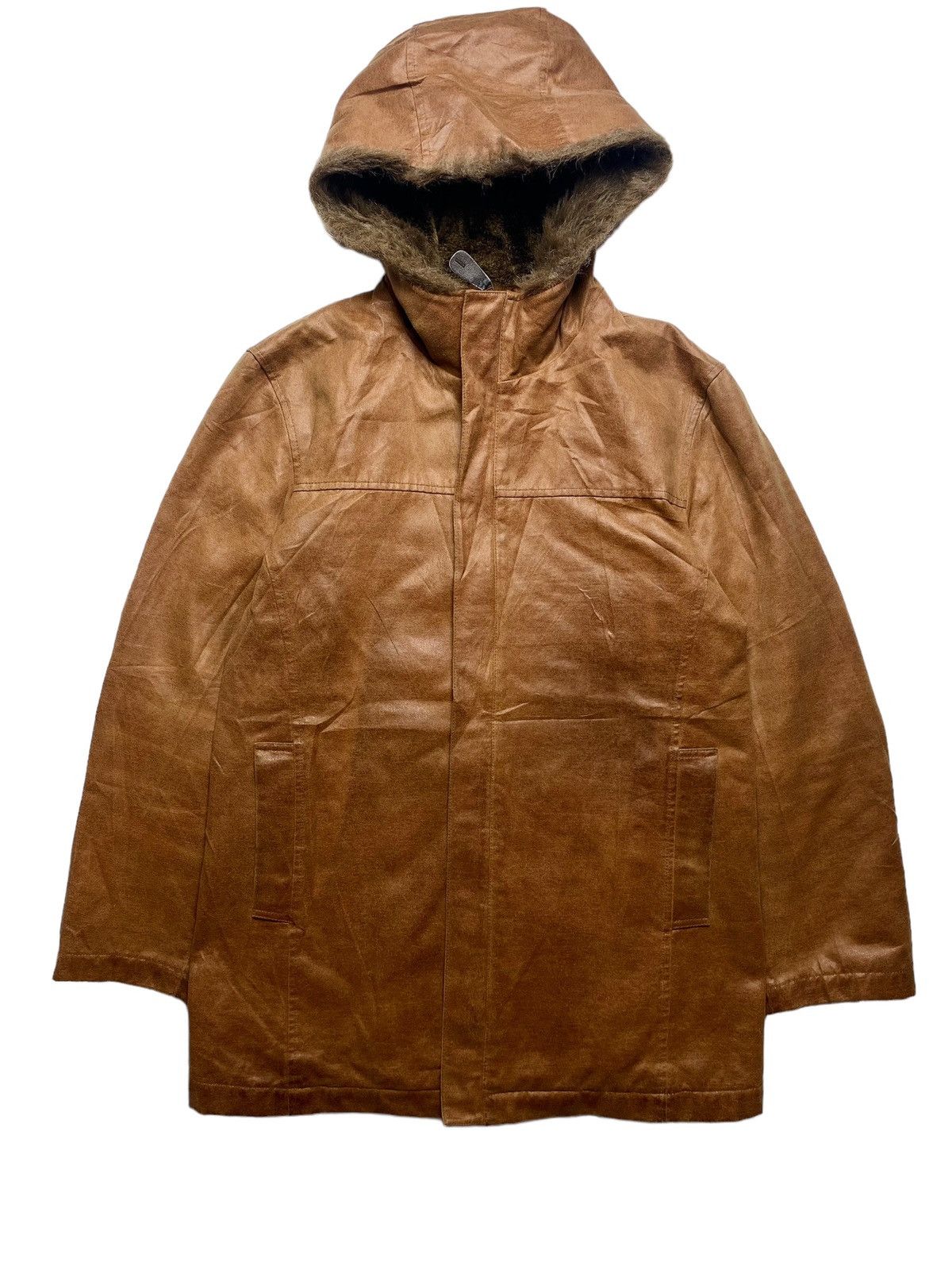 image of If Six Was Nine x Le Grande Bleu L G B 2000S Tornado Mart - Hooded Waxed Jacket in Brown (Size Medi