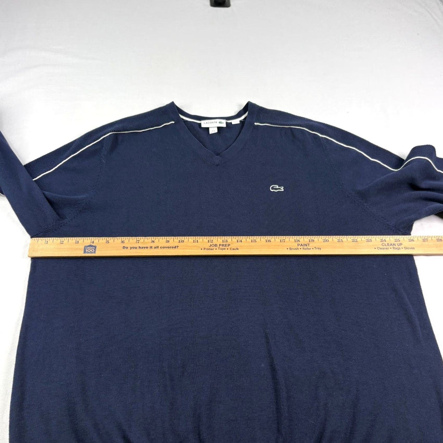 Lacoste Lacoste Sweater Mens 4XL Blue V-Neck Pullover Slim Fit Stretch Size US XXL / EU 58 / 5 - 5 Thumbnail